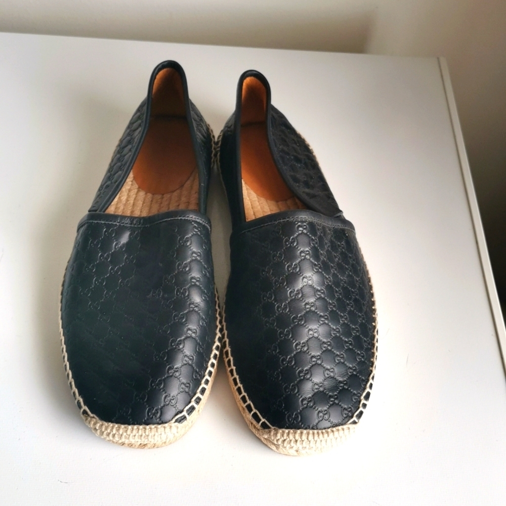 GUCCI MEN’S MICROGUCCISSIMA LEATHER ESPADRILLE Size:7